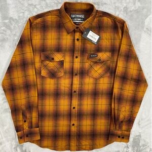 Fasthouse Saturday Night‎ Special Flannel Shirt Men XL Gold Plaid Motocross Surf
